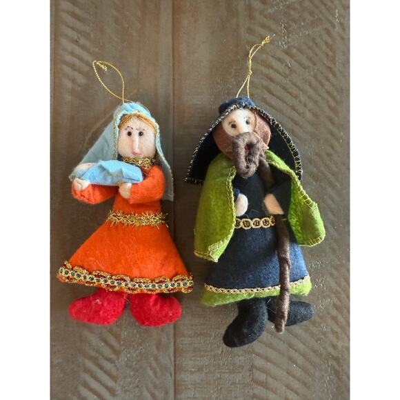 5 PC Felt Nativity Scene Christmas Ornaments Holy Family Dolls Jesus Mary 5" - Picture 2 of 8
